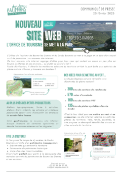 Communiqué de presse - Nouveau site internet de l'Office de Tourisme du Doubs Baumois - 20 Février 2025